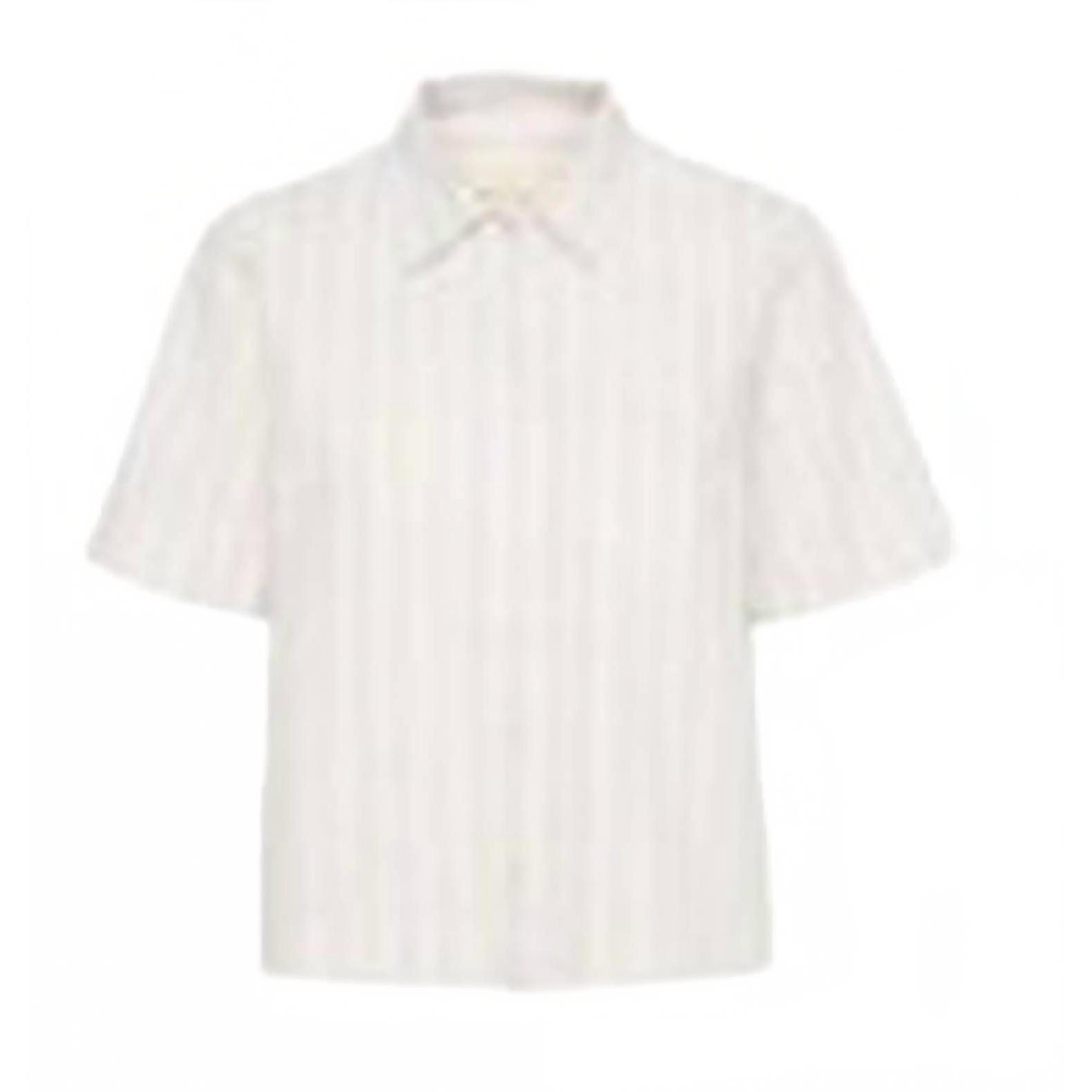 New Part Two Gefion Shirt In Bright White Stripe In White & Beige Stripe